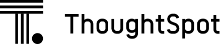 Solid white square with Thoughtspot logo on it written in black lines