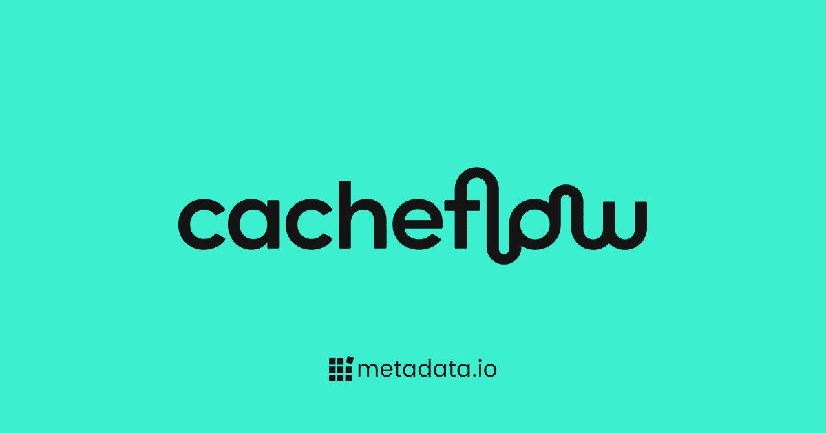 Cacheflow’s featured image with abstract geometric shapes and text highlighting key product features.